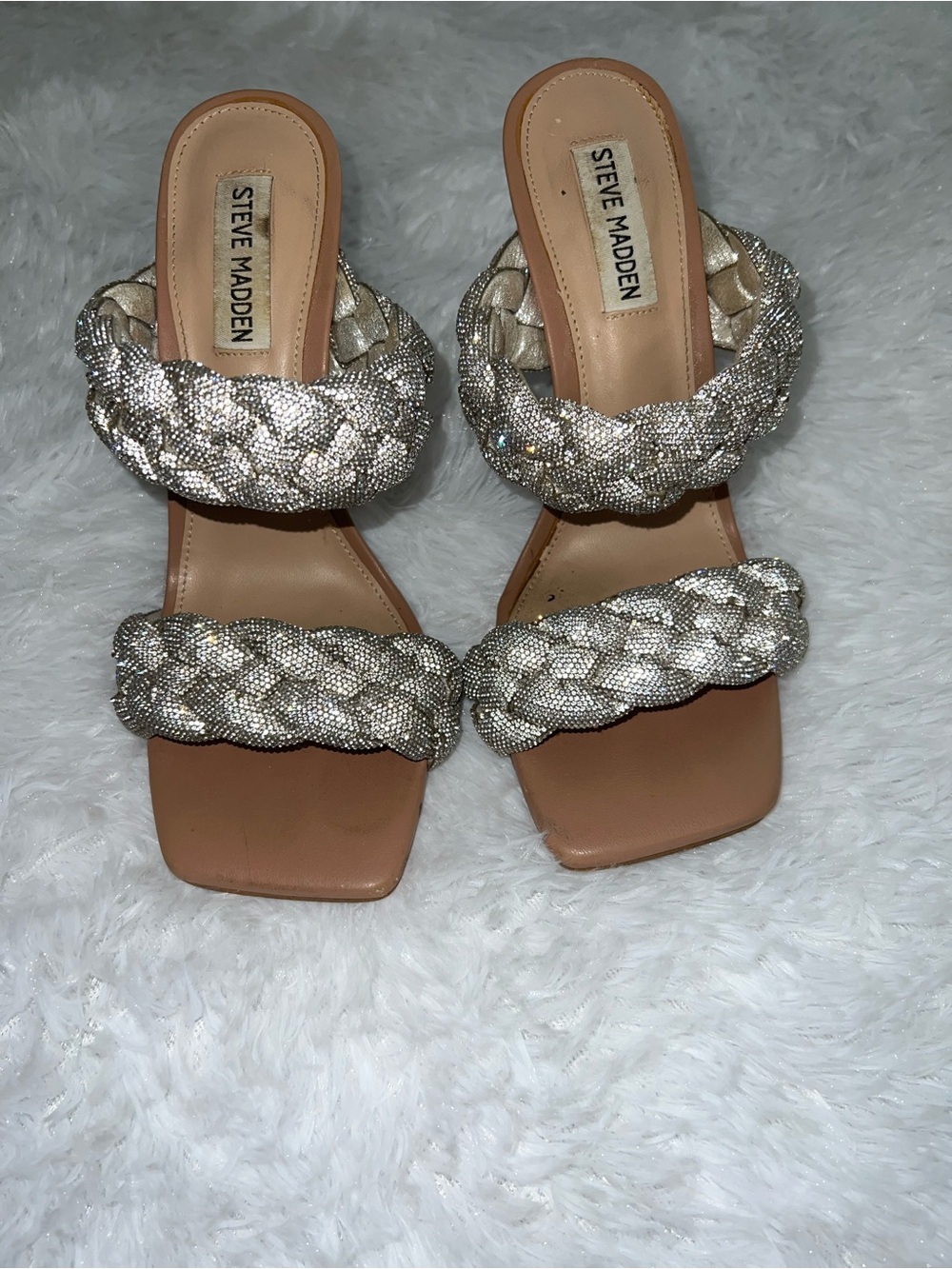 Steve Madden Braided Metallic Double-Strap Slide Sandals - Silver